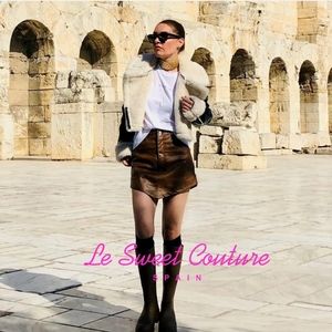 ZARA WOMAN NWT LIGHT BROWN FAUX LEATHER Skort shorts skirt bloggers fav